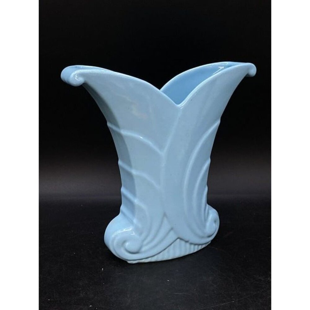 Vintage Baby Blue Abingdon 512 Art Deco Vase Swirl 7” - Picture 2 of 8